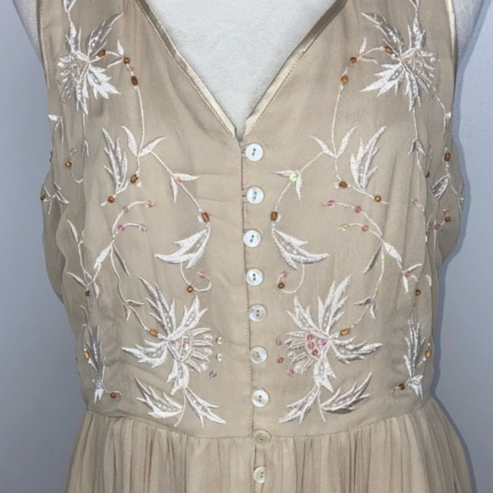 By Together Beaded Button Front Embroidered Floral Maxi Dress Size 16 NWT - Picture 6 of 10